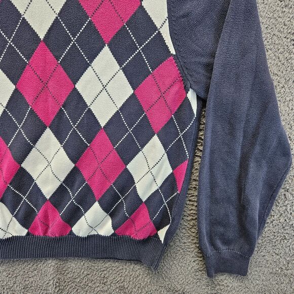 Brooks Brother St Andrew Links Sweater Men Size Large‎ Blue Pink Argyle - Picture 3 of 9